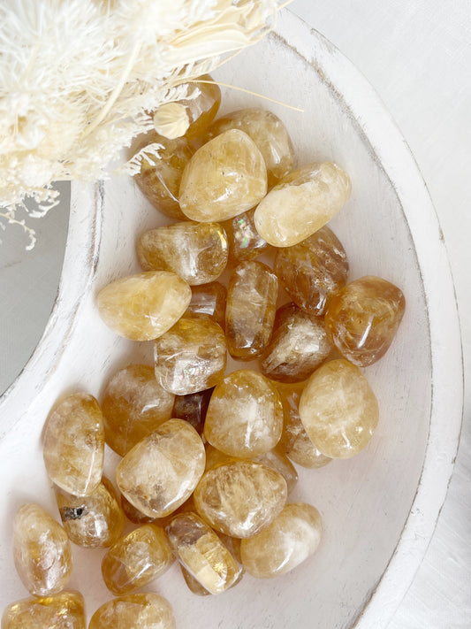 HONEY CALCITE TUMBLE, STONED AND SAGED AUSTRALIA