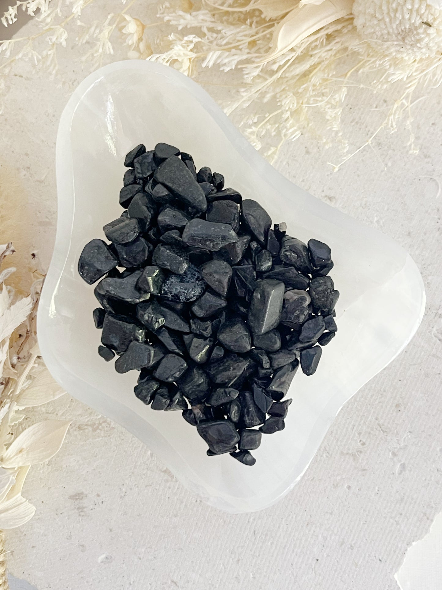 BLACK TOURMALINE CHIPS, AUSTRALIA, STONED AND SAGED