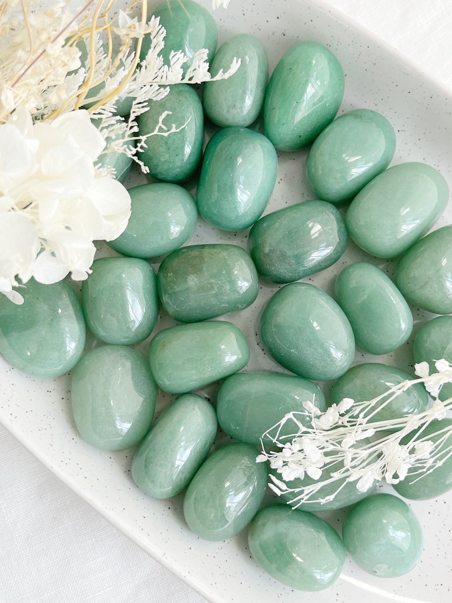 GREEN AVENTURINE TUMBLE, STONED AND SAGED AUSTRALIA