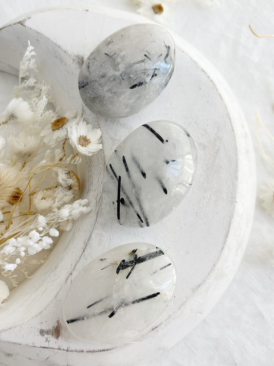 TOURMALINATED QUARTZ PALMSTONE. STONED AND SAGED AUSTRALIA.