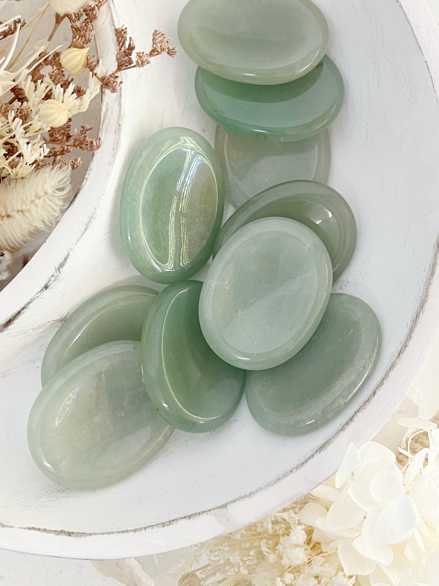 GREEN AVENTURINE WORRY STONE STONED AND SAGED AUSTRALIA