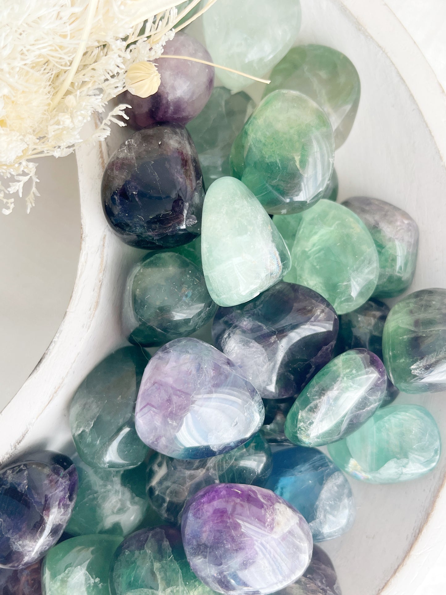 RAINBOW FLUORITE TUMBLE, STONED AND SAGED AUSTRALIA