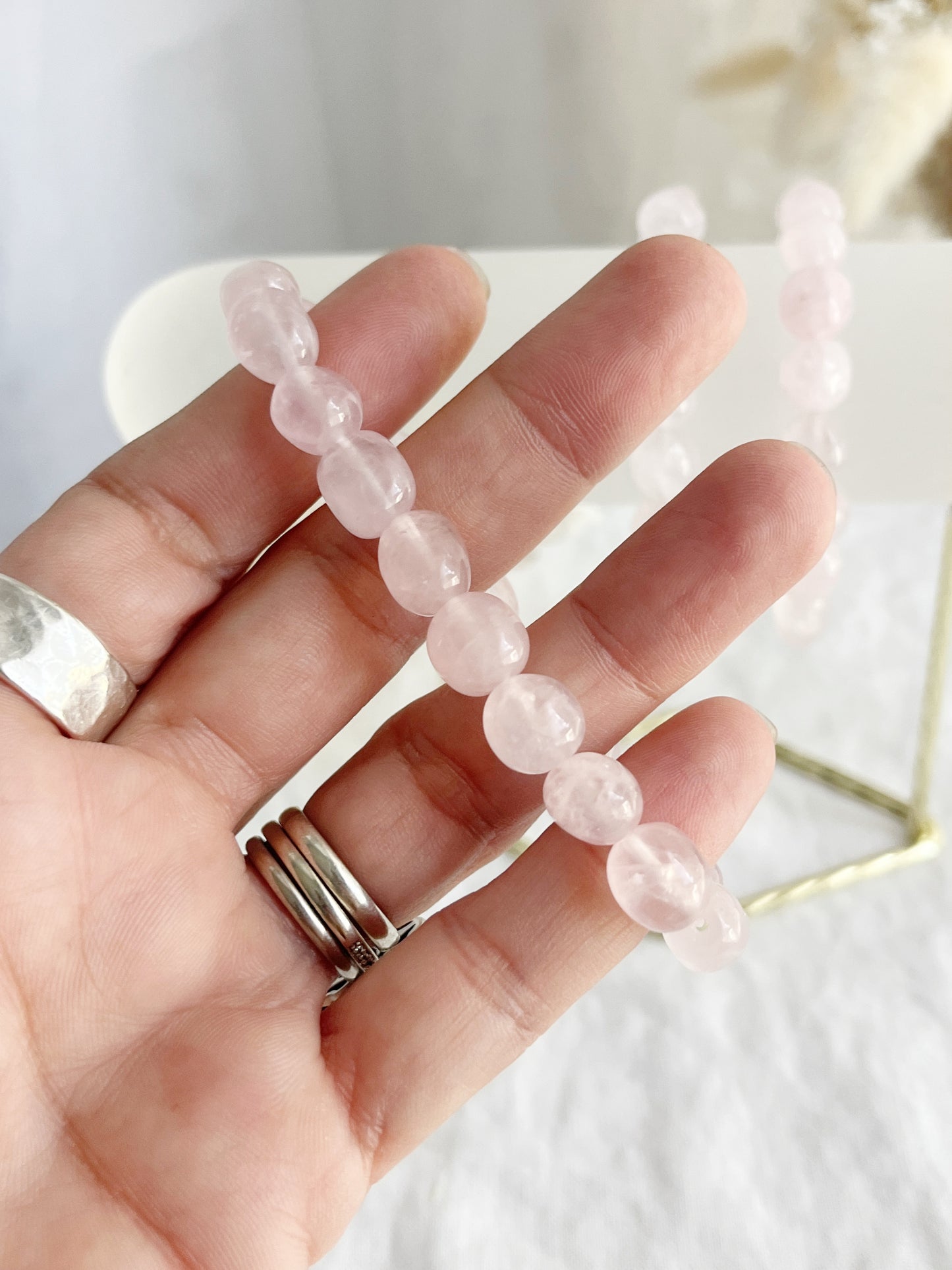 ROSE QUARTZ PEBBLE BRACELET || INTUITIVELY CHOSEN