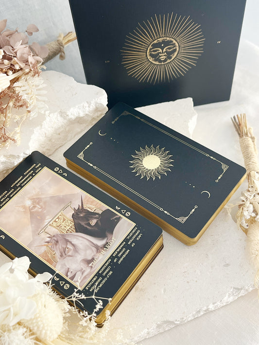 LUCID DREAMS BEGINNER TAROT, AUSTRALIA BLACK ECLIPSE EDITION IV ST SOLEIL, STONED AND SAGED