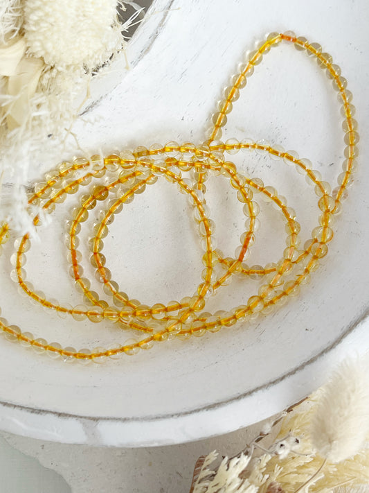CITRINE BEAD BRACELET, 4MM