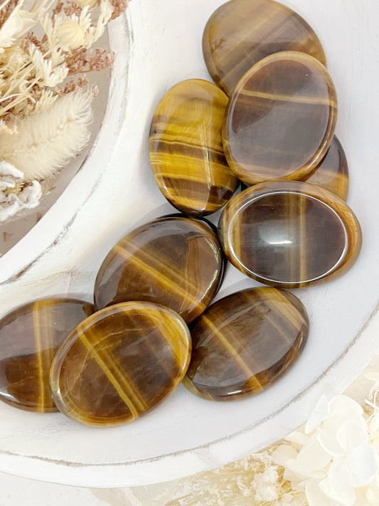 TIGERS EYE WORRY STONE, STONED AND SAGED AUSTRALIA