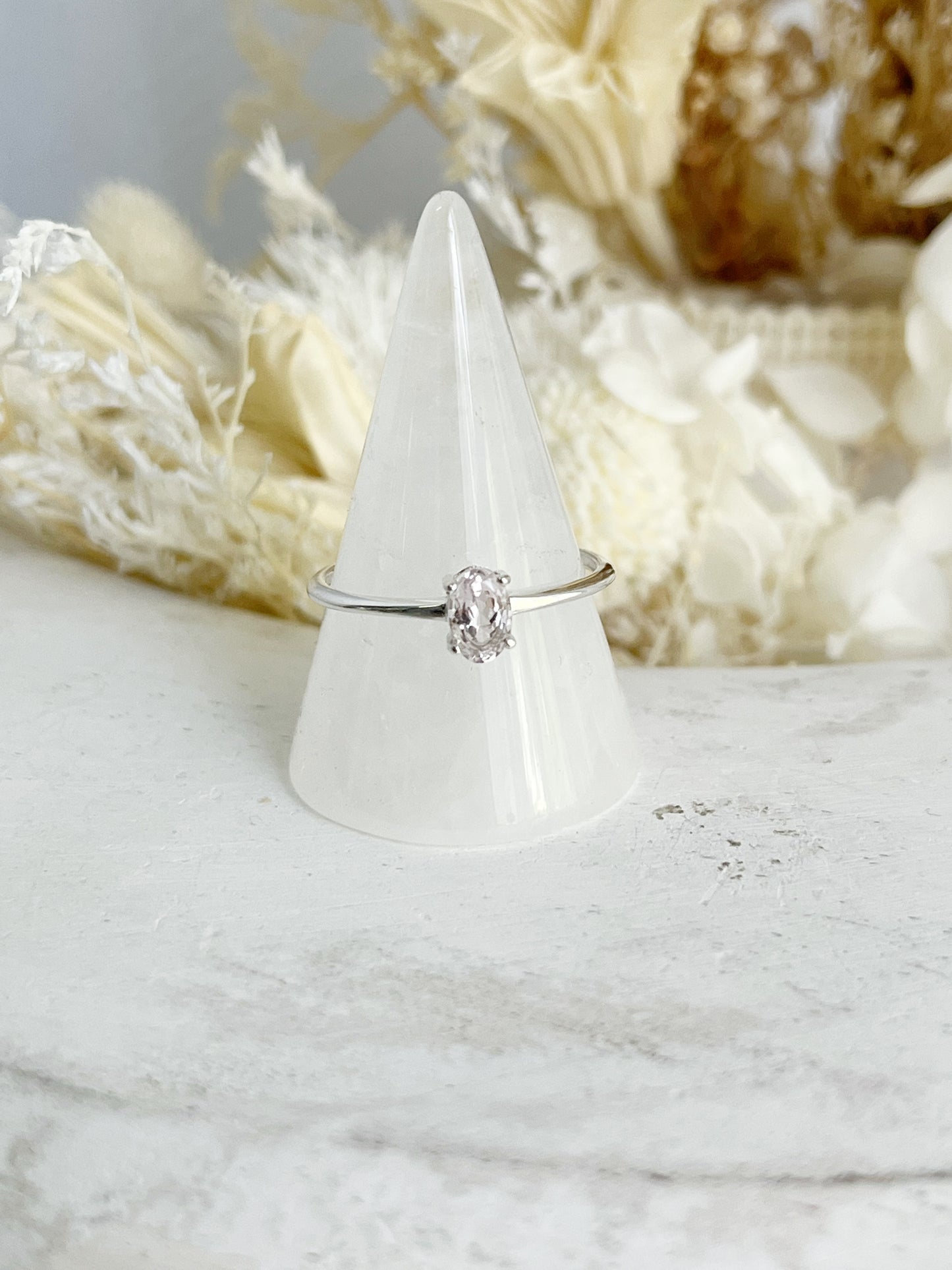 MORGANITE STERLING SILVER RING, STONED AND SAGED CRYSTAL SHOP AUSTRALIA