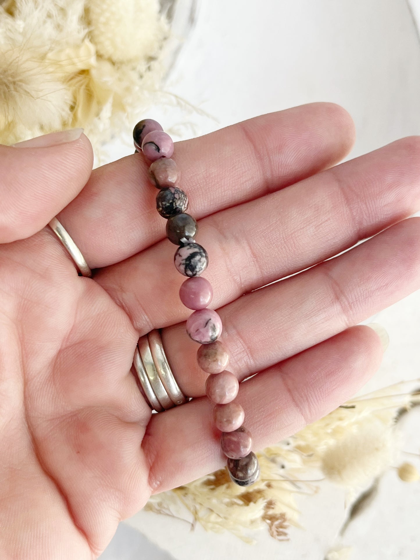 RHODONITE BEAD BRACELET | 6MM