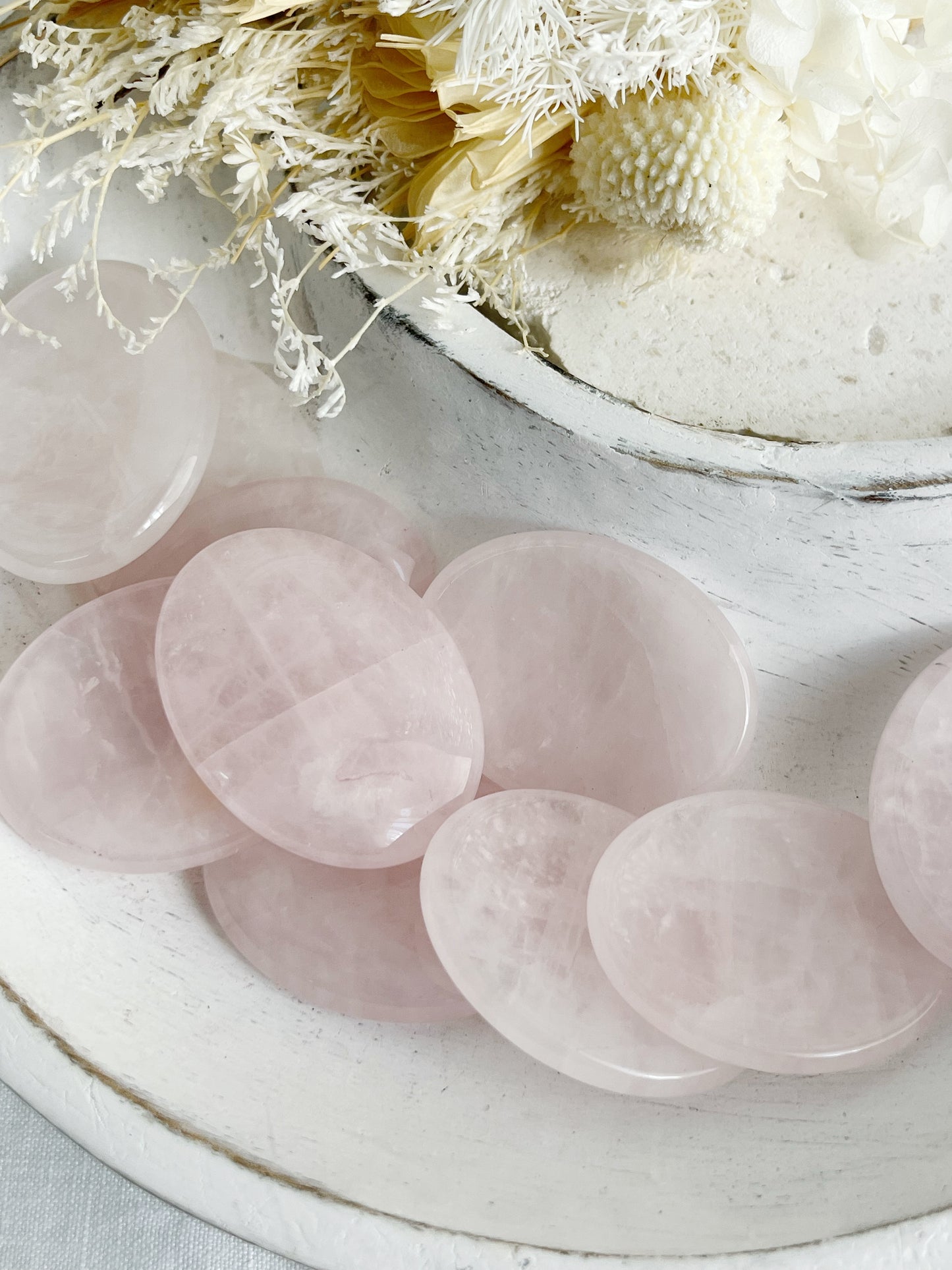ROSE QUARTZ WORRY STONE, STONED AND SAGED AUSTRALIA