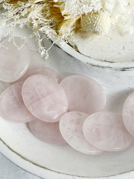 ROSE QUARTZ WORRY STONE, STONED AND SAGED AUSTRALIA