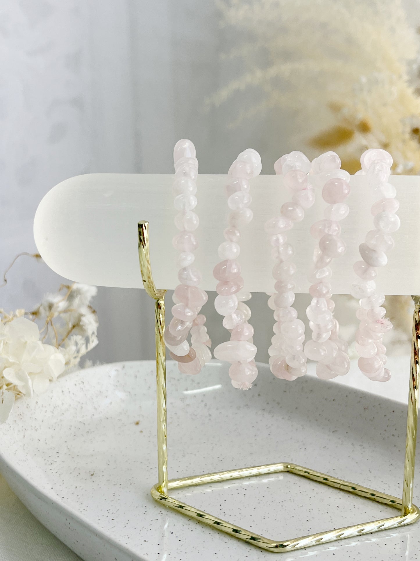ROSE QUARTZ BRACELET || MINI PEBBLE CHIP