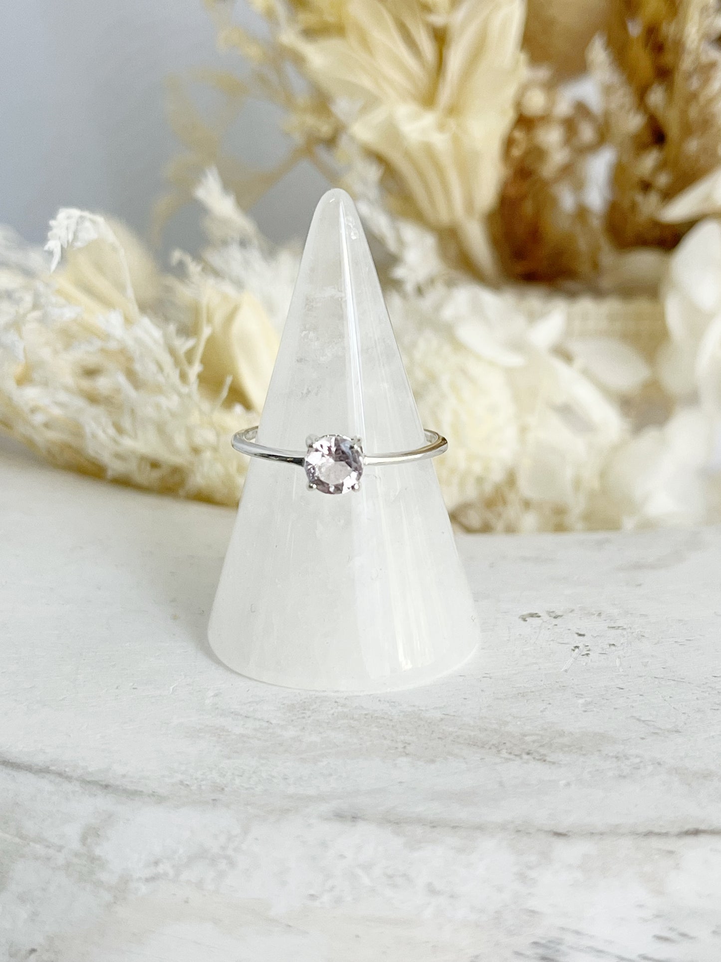 MORGANITE STERLING SILVER RING, STONED AND SAGED CRYSTAL SHOP AUSTRALIA