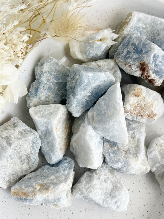 Blue Calcite rough, Australia