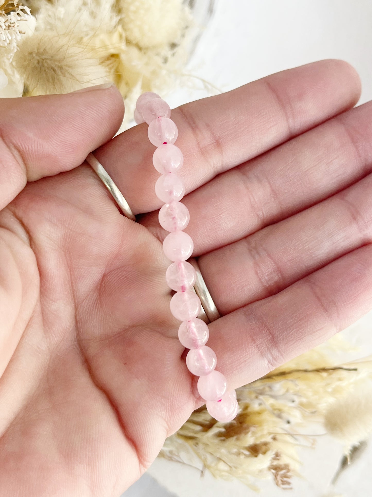 ROSE QUARTZ BEAD BRACELET || 6MM
