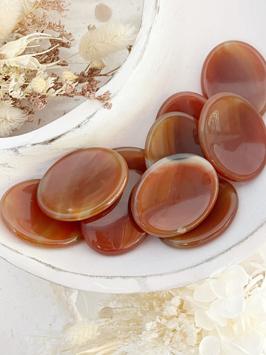 CARNELIAN WORRY STONE, STONED AND SAGED AUSTRALIA