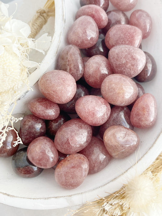 STRAWBERRY QUARTZ TUMBLE, STONED AND SAGED AUSTRALIA