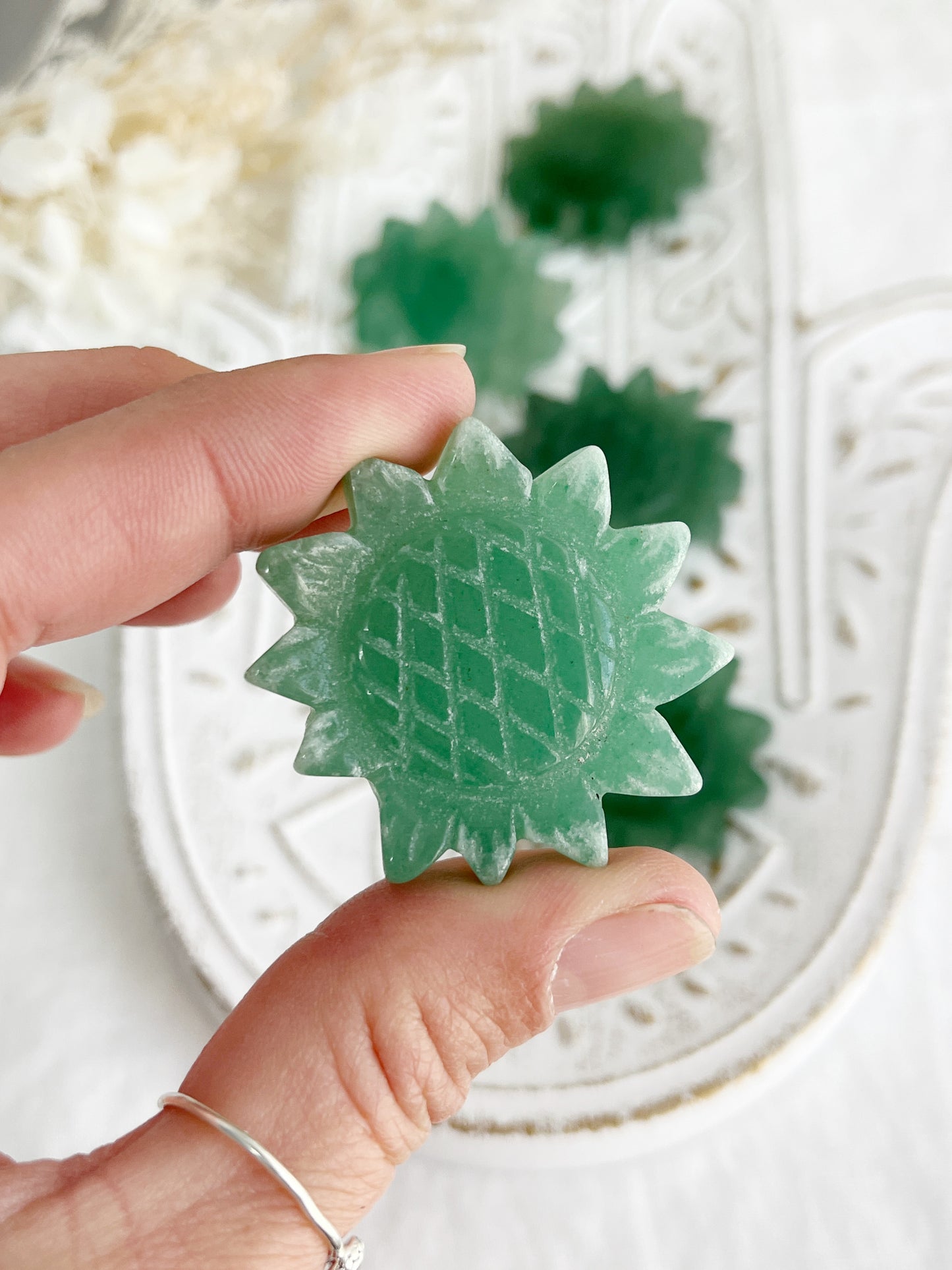 GREEN AVENTURINE FLOWER CARVING || INTUITIVELY CHOSEN