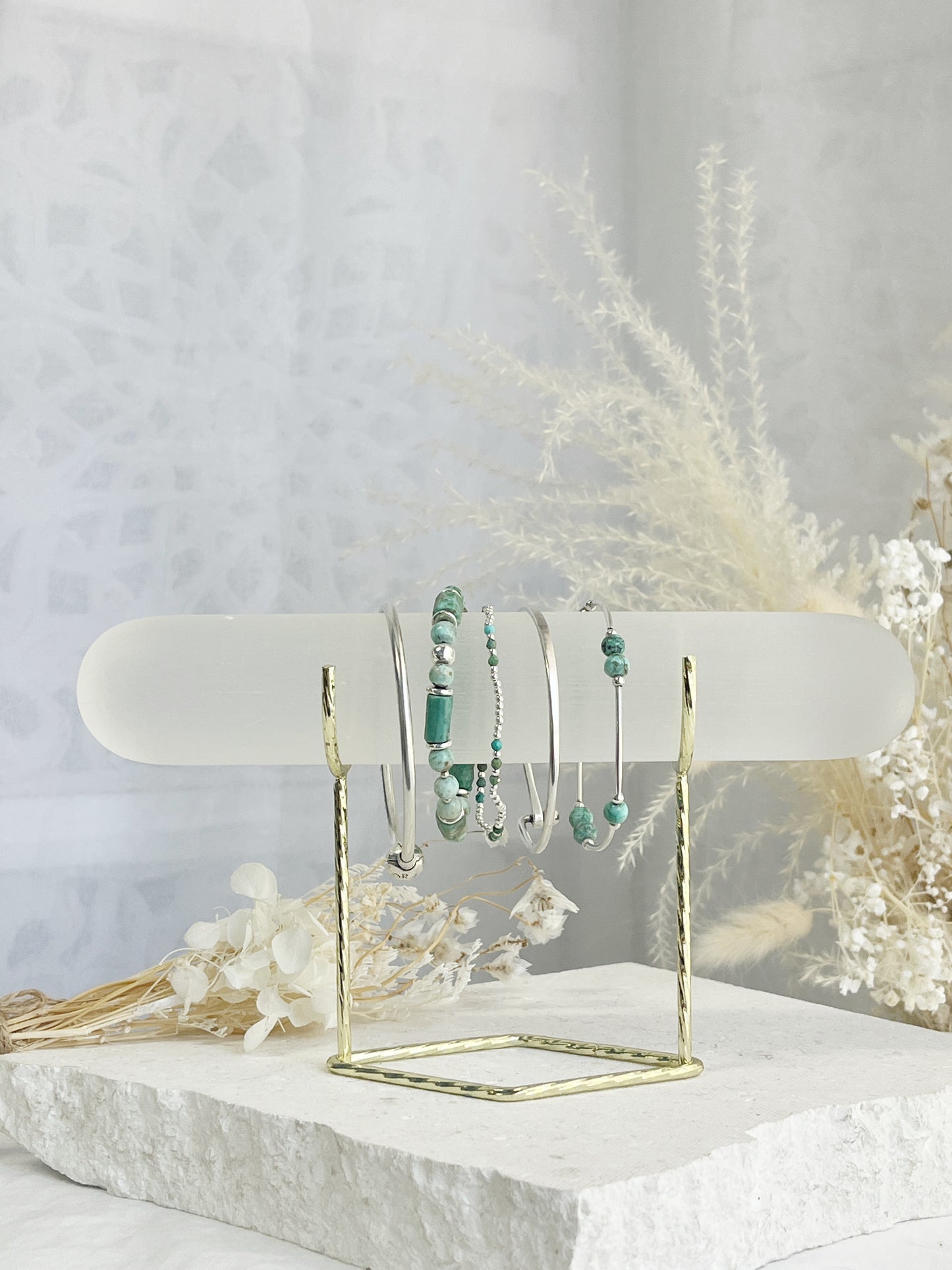 SELENITE JEWELLERY STAND BRACELET HOLDER GOLD AUSTRALIA