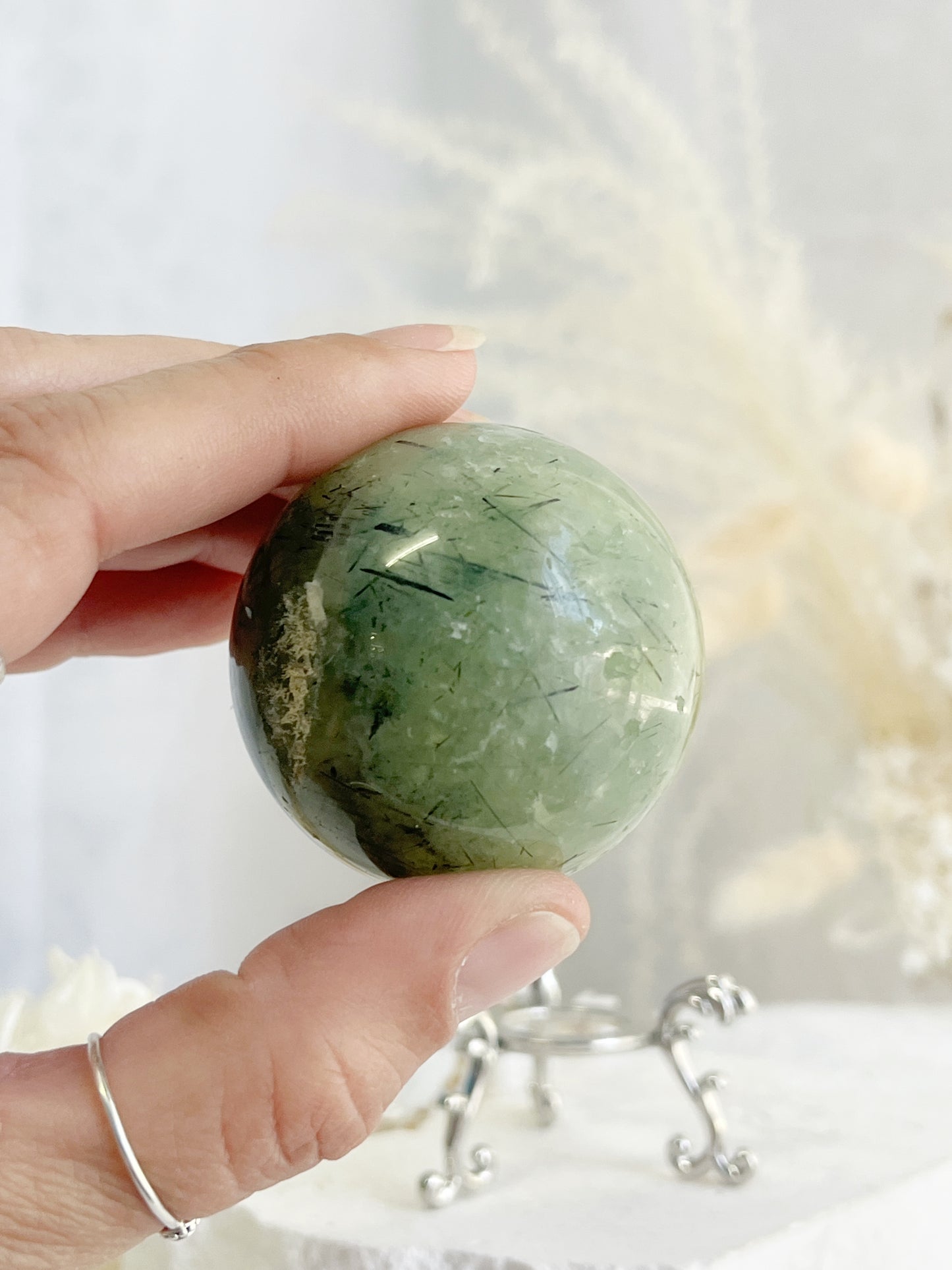 PREHNITE + TOURMALINE SPHERE || 32166