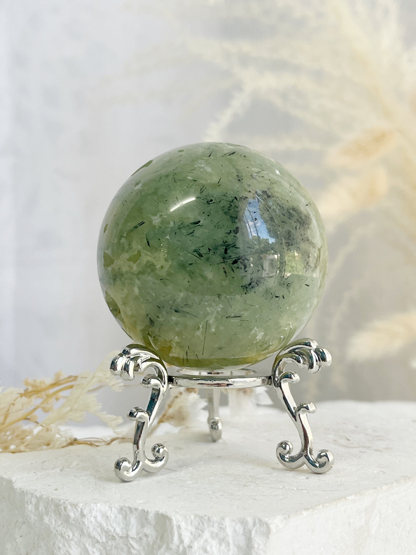PREHNITE + TOURMALINE SPHERE || 32165