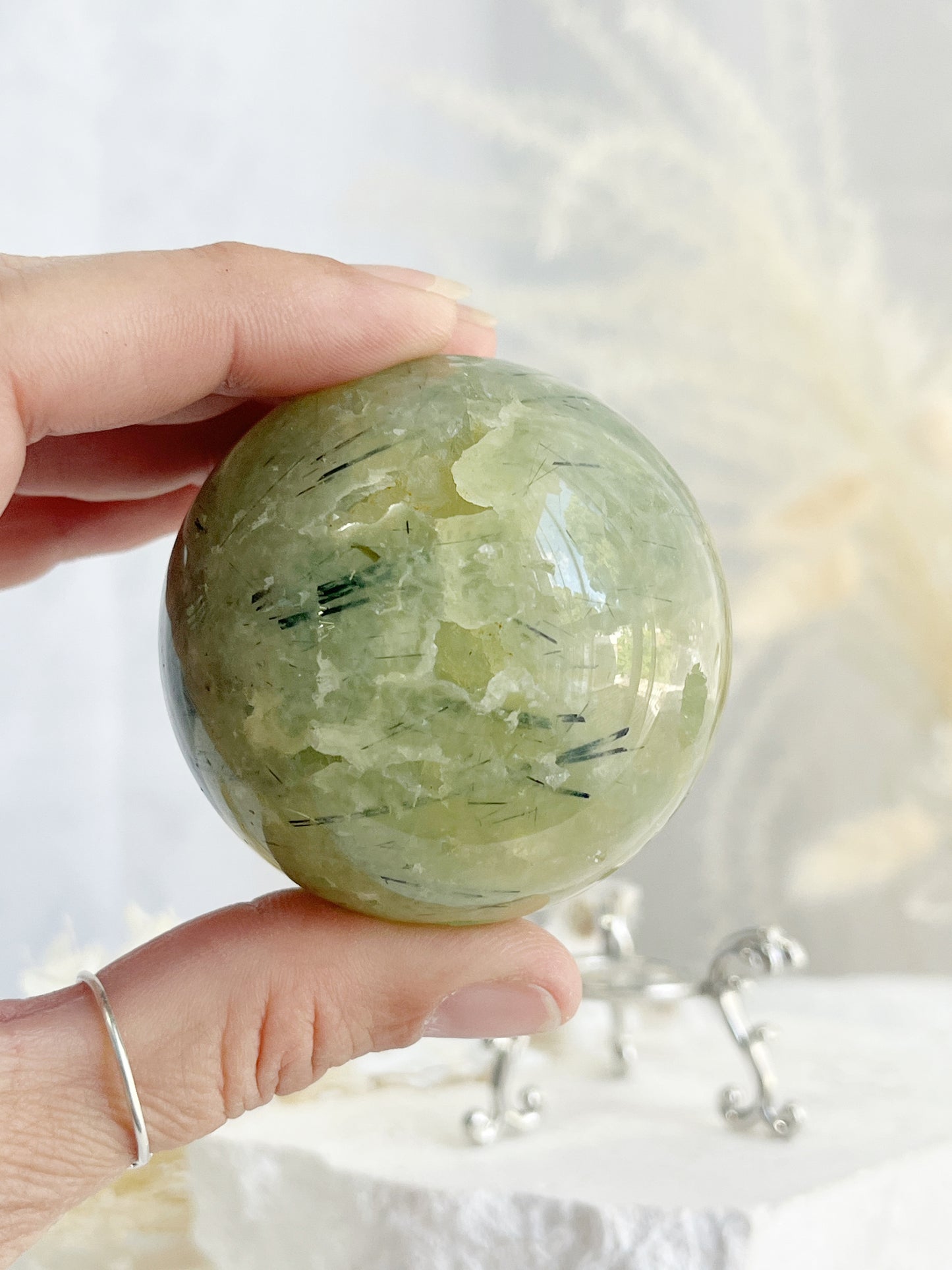 PREHNITE + TOURMALINE SPHERE || 32165