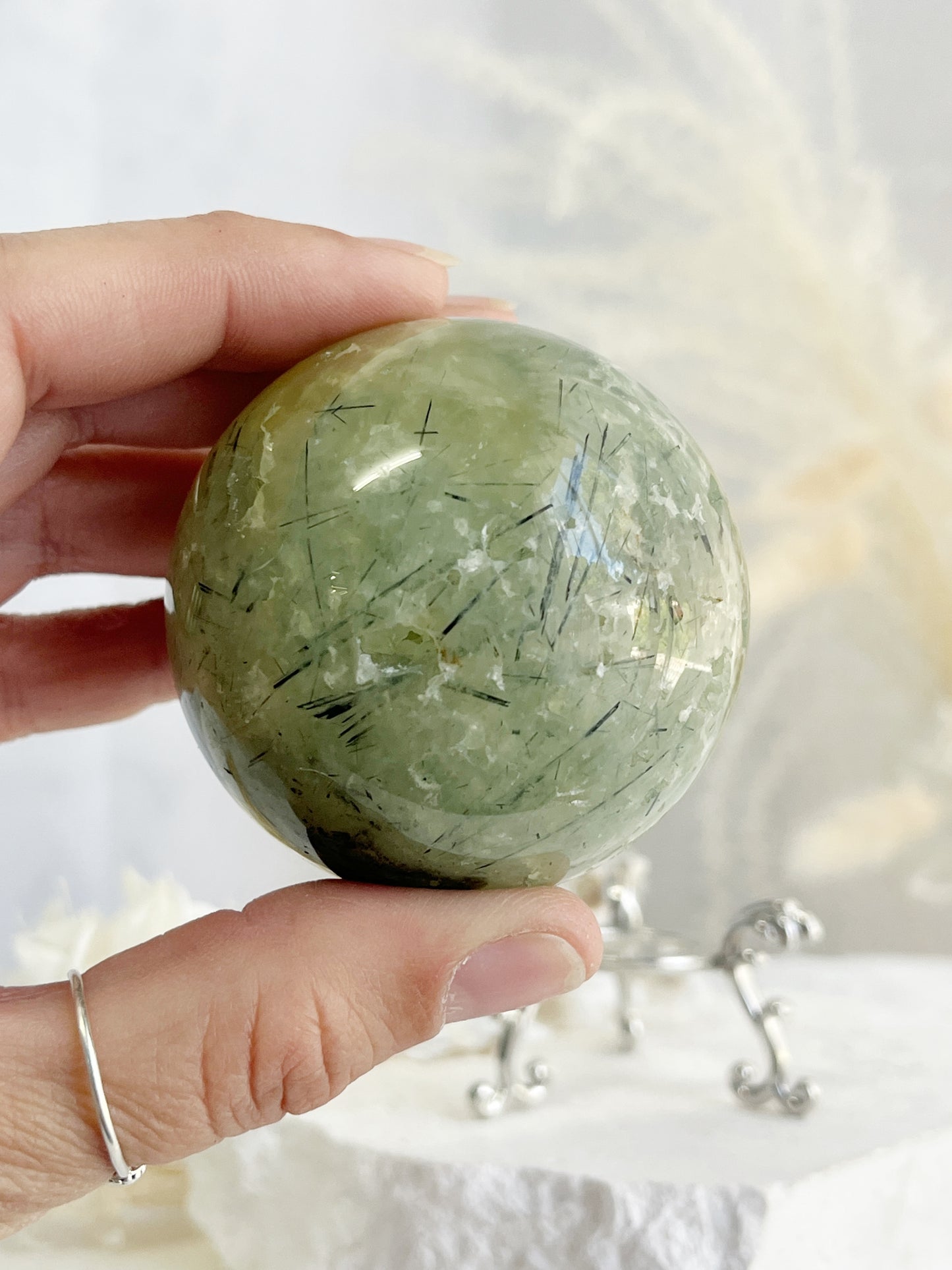 PREHNITE + TOURMALINE SPHERE || 32165