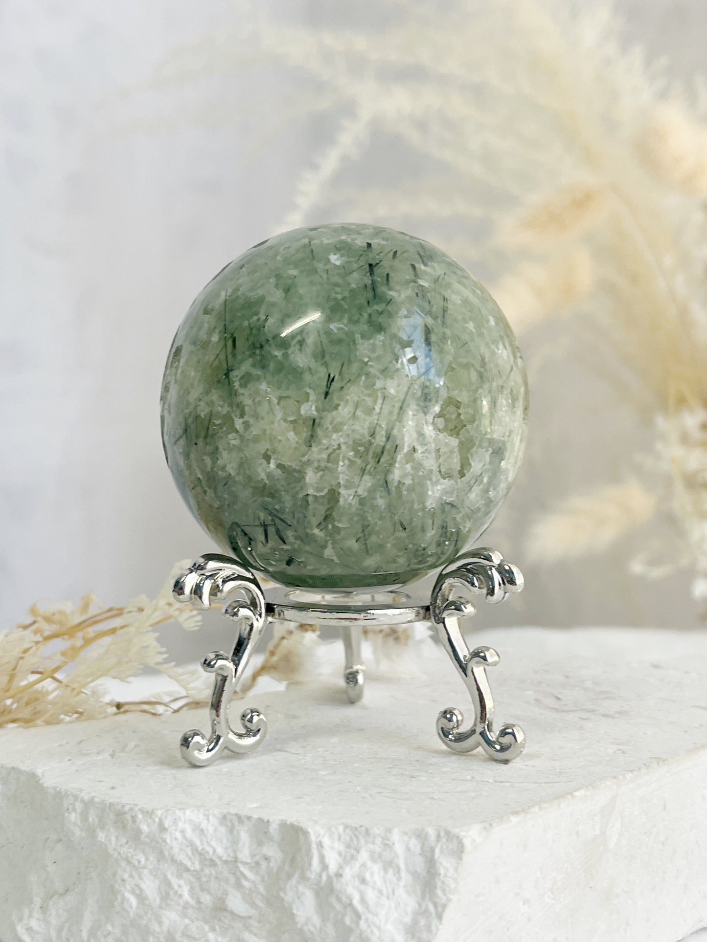 PREHNITE + TOURMALINE SPHERE || 32164