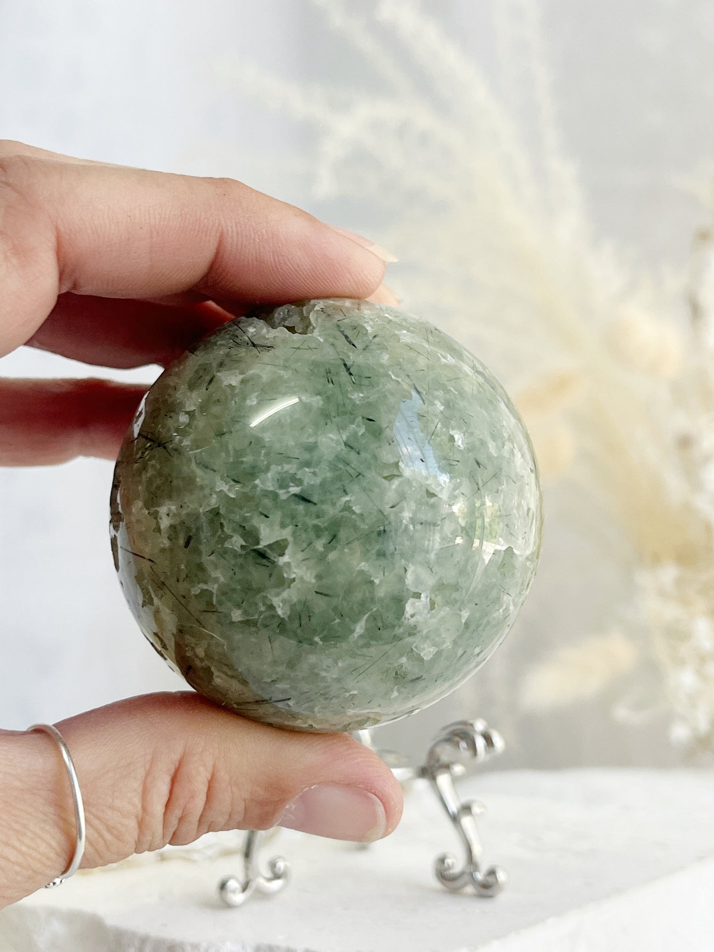 PREHNITE + TOURMALINE SPHERE || 32164