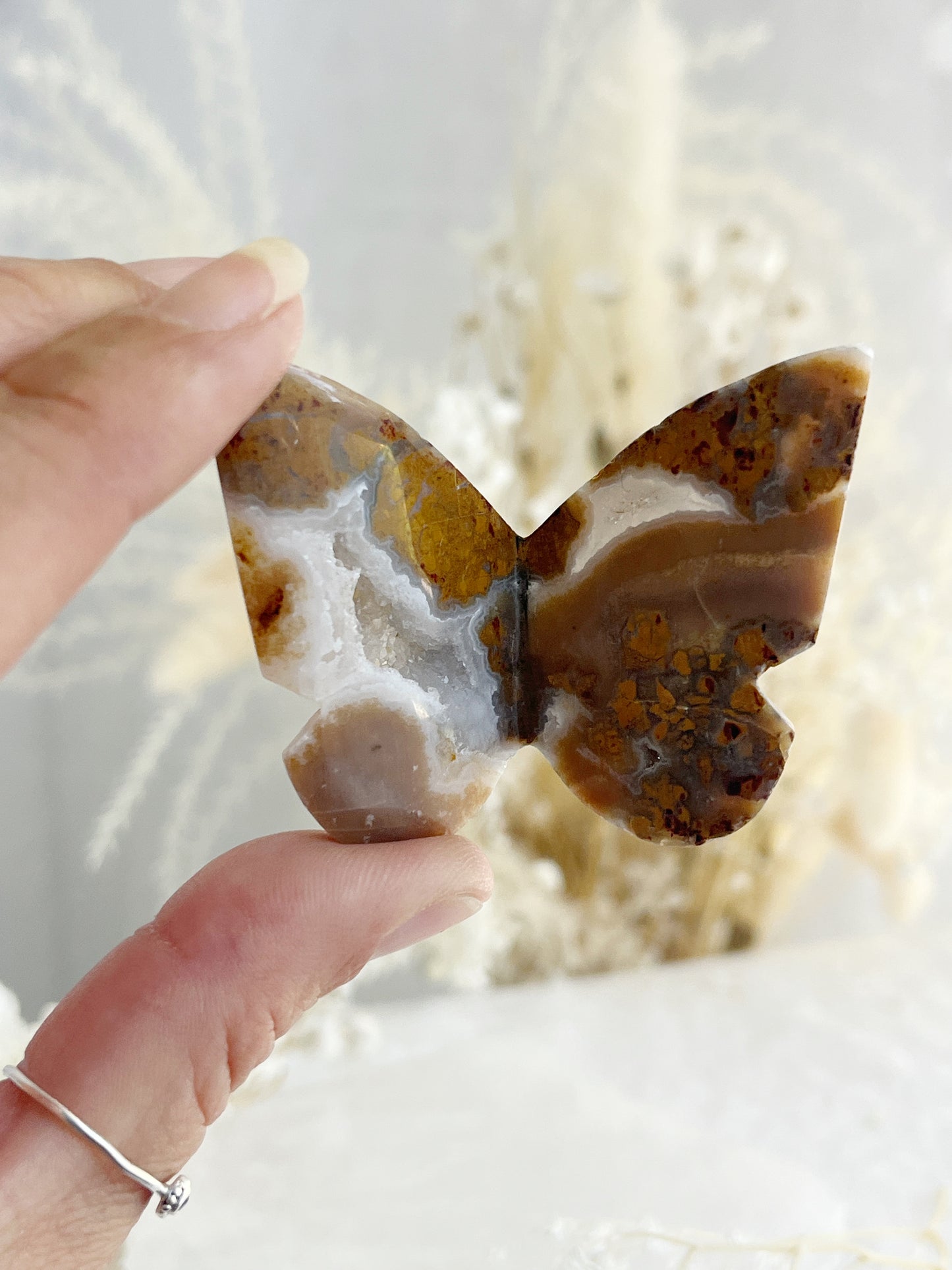 BROWN BRECCIATED JASPER 3D BUTTERFLY || 32154