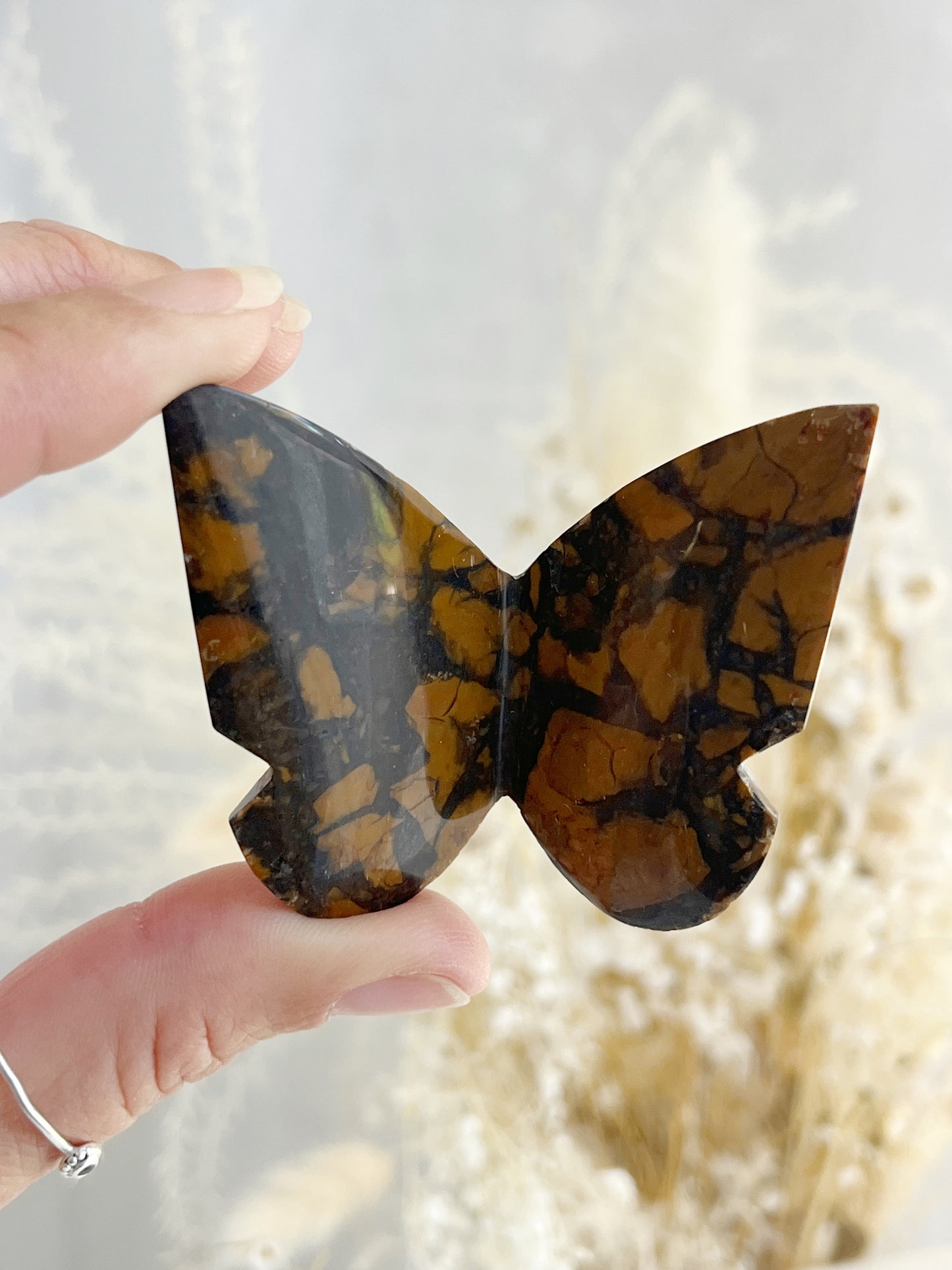 BROWN BRECCIATED JASPER 3D BUTTERFLY || 32155