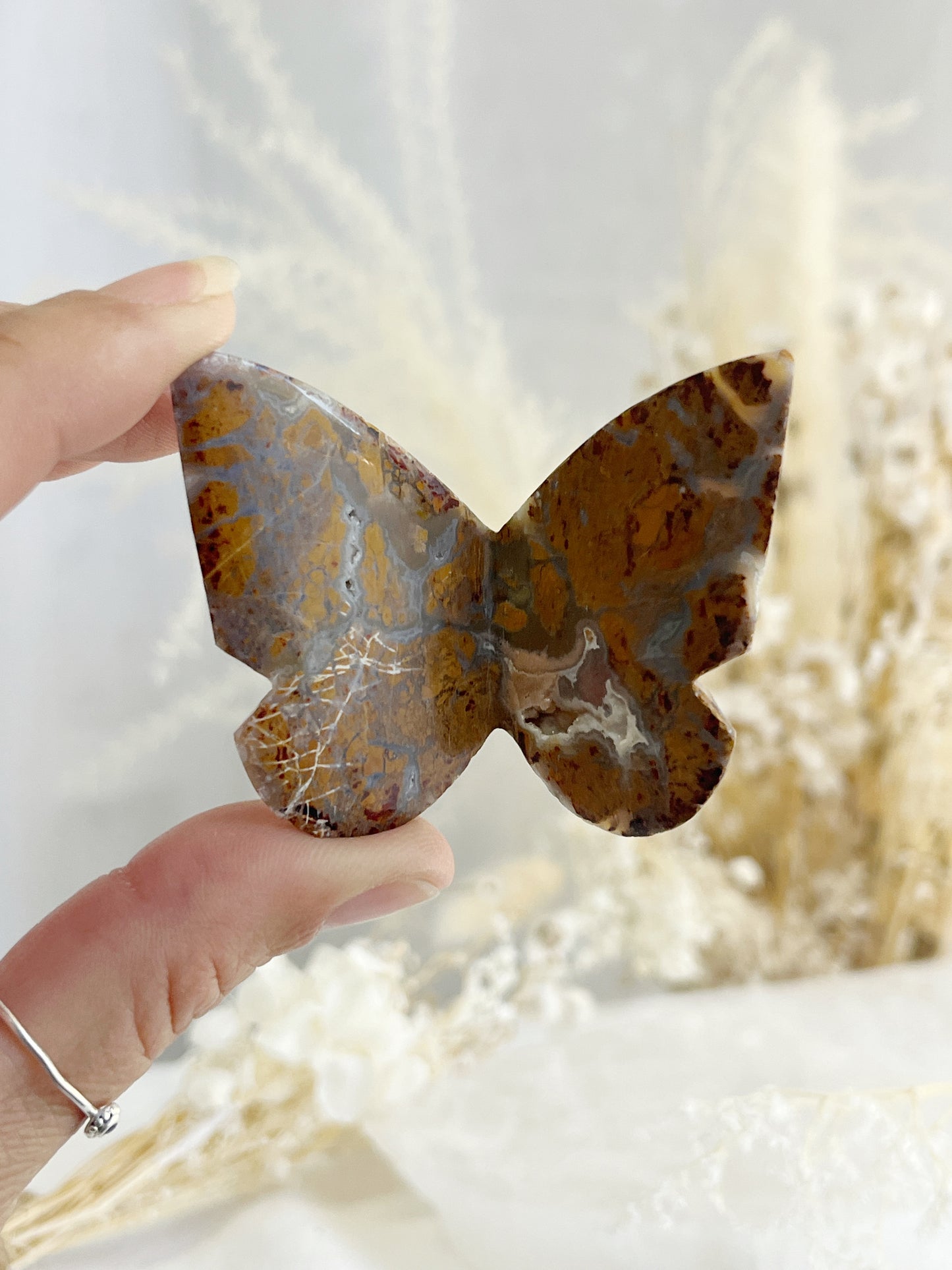 BROWN BRECCIATED JASPER 3D BUTTERFLY || 32156