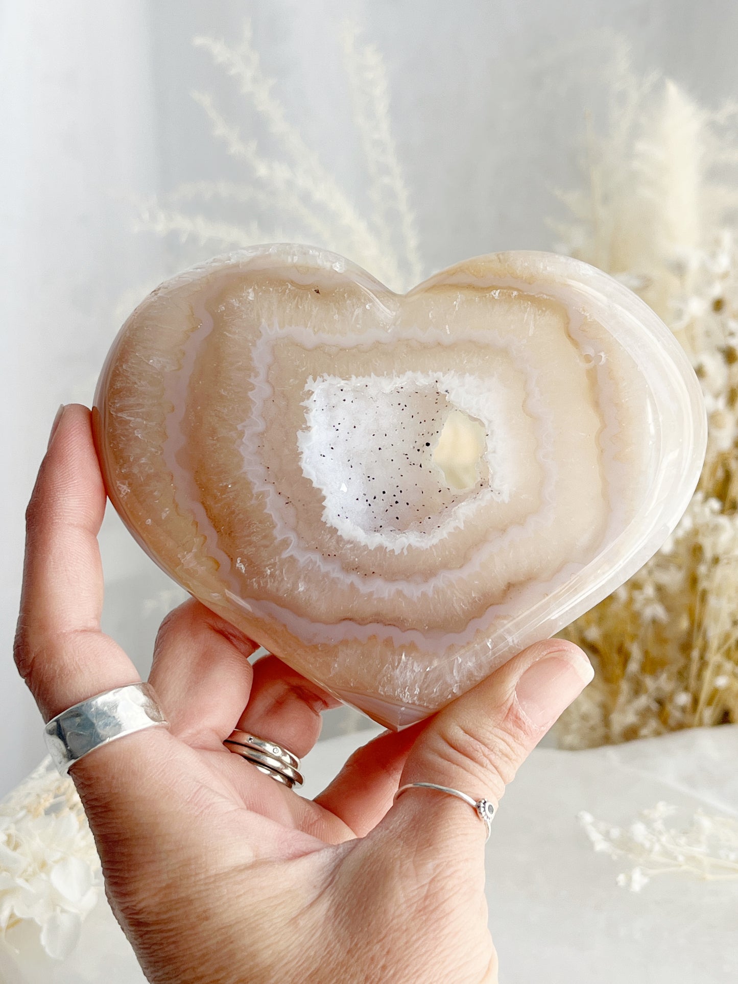 DRUZE AGATE HEART || 33007