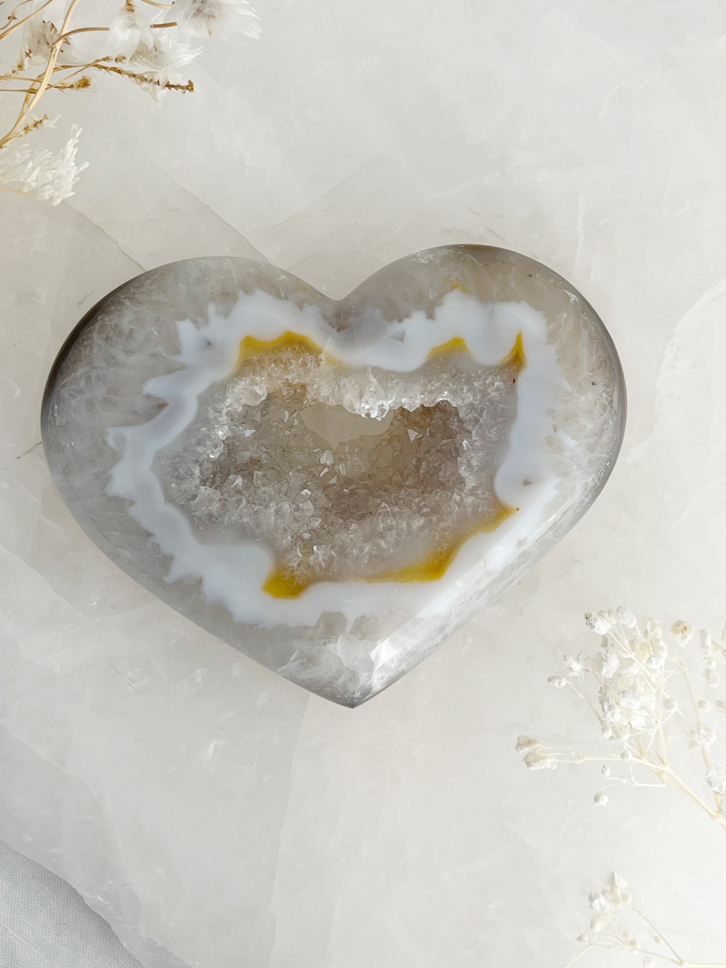 DRUZE AGATE HEART || 33009
