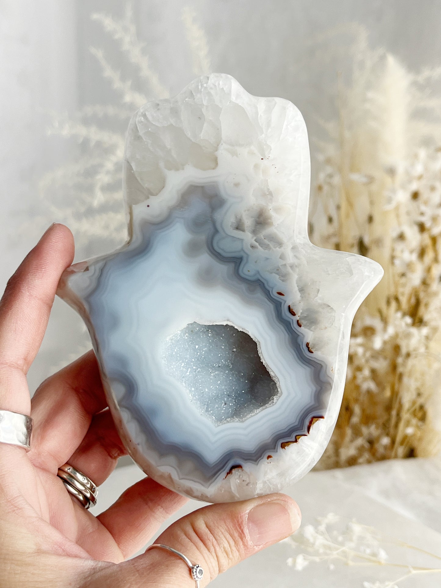 DRUZE AGATE HAMSA || 33004