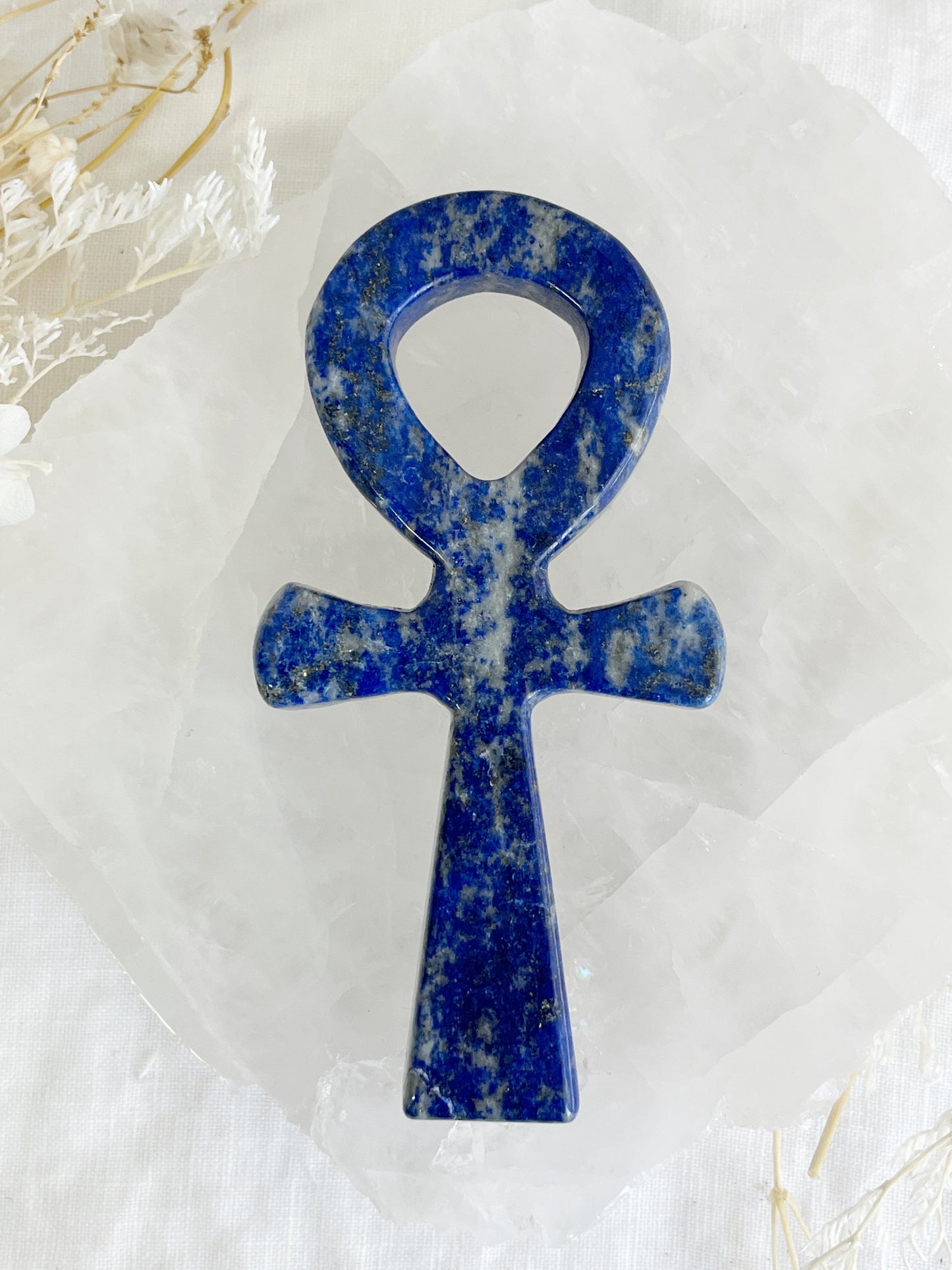 Lapis Lazuli ankh carving, stoned and saged crystal shop Australia