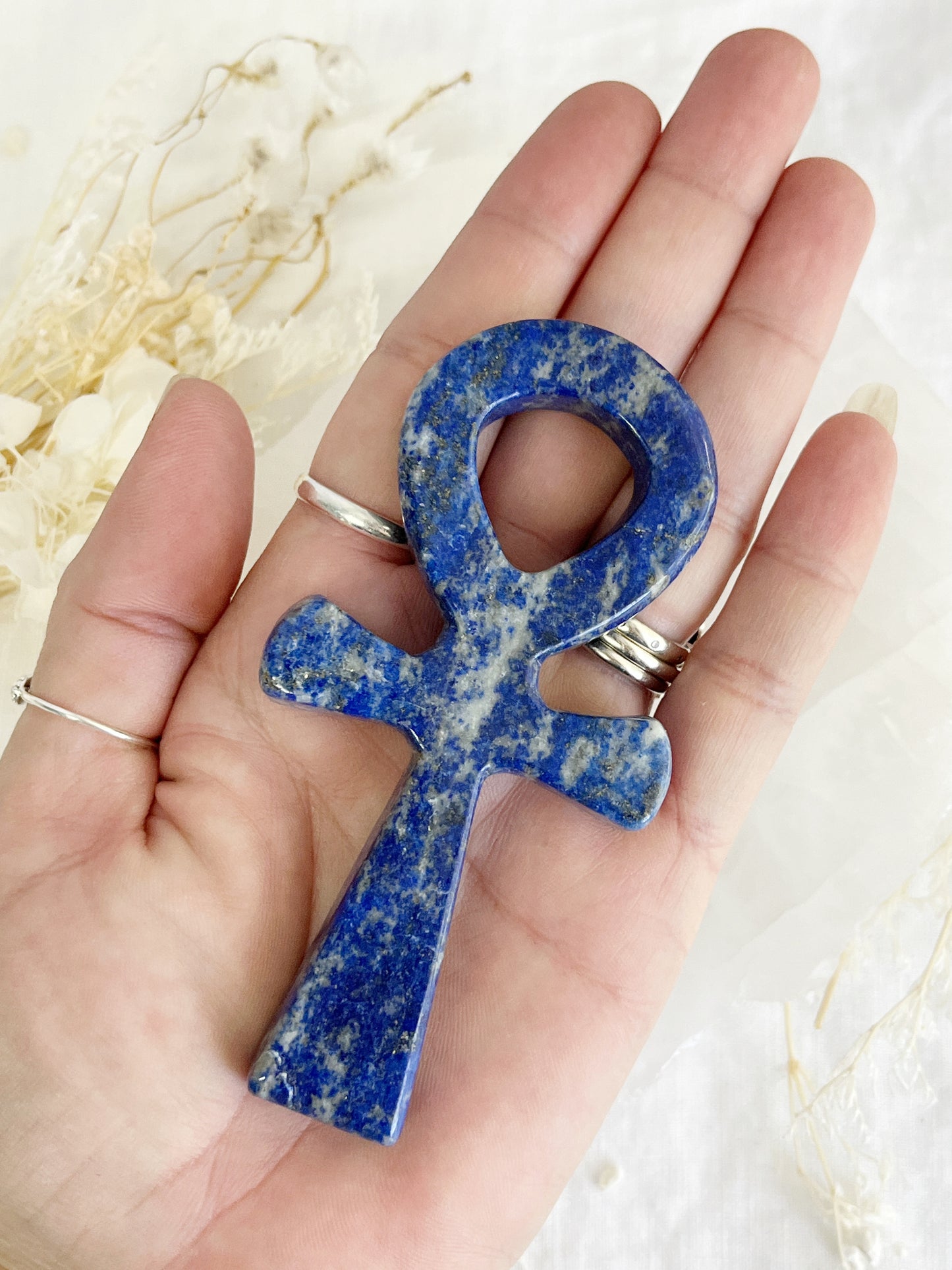 Lapis Lazuli ankh carving, stoned and saged crystal shop Australia