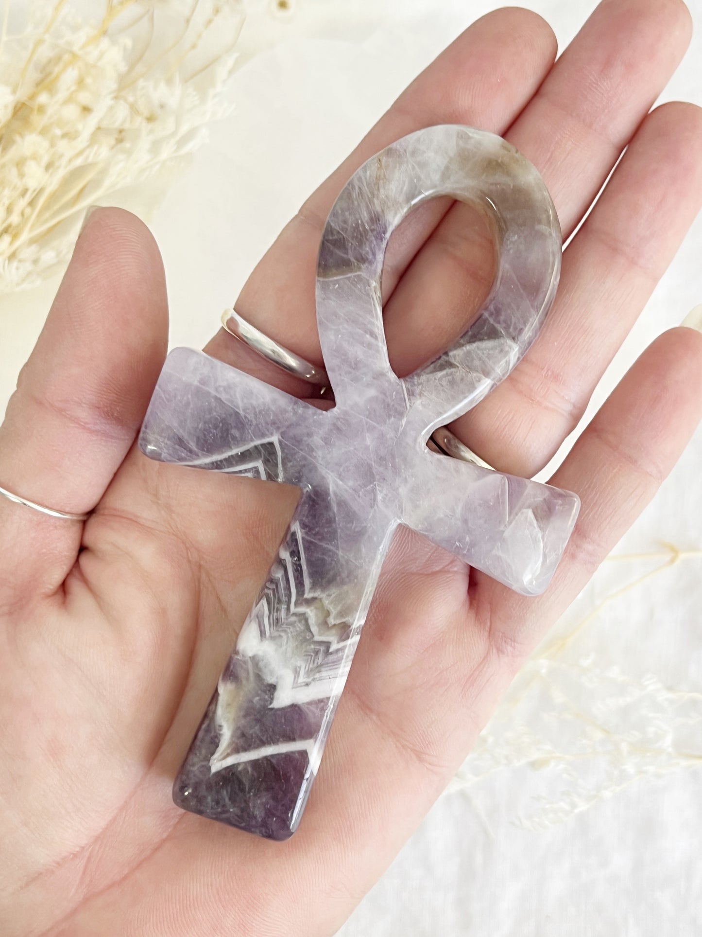 dream amethyst ankh carving, stoned and saged crystal shop Australia