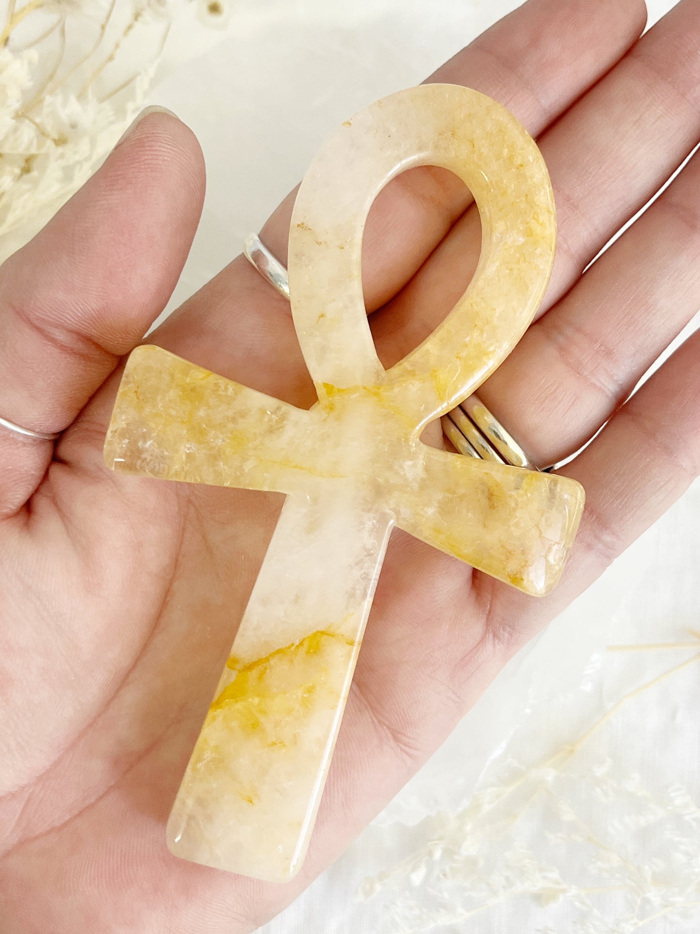 golden healer ankh carving, stoned and saged crystal shop Australia