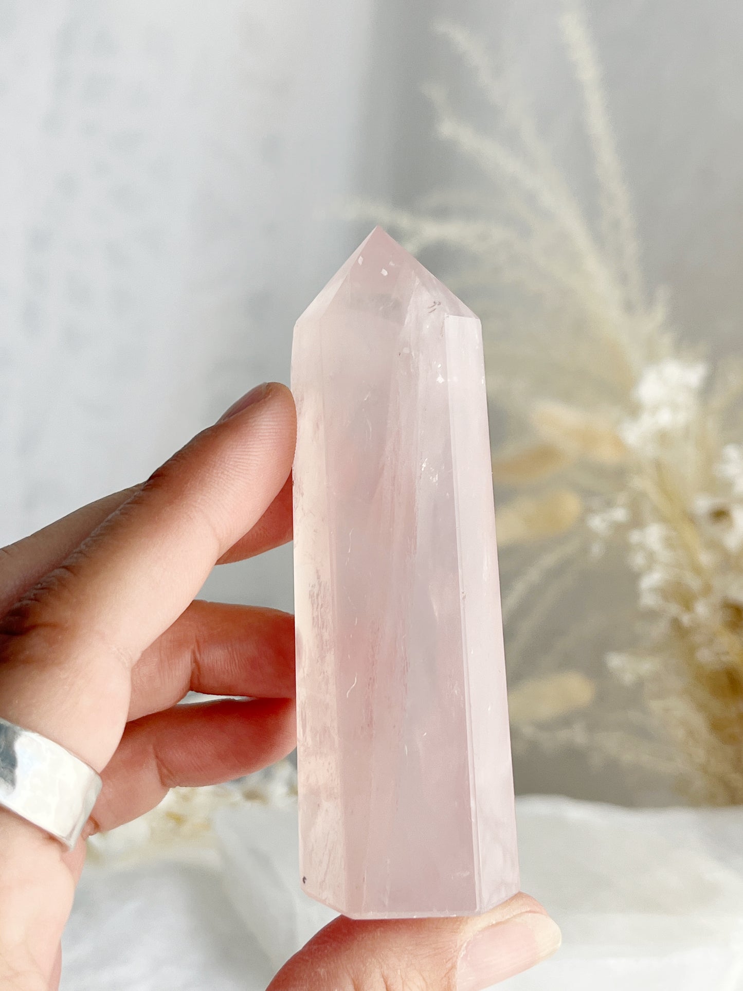 gemmy Rose Quartz generator tower, Stoned and Saged crystal shop Australia