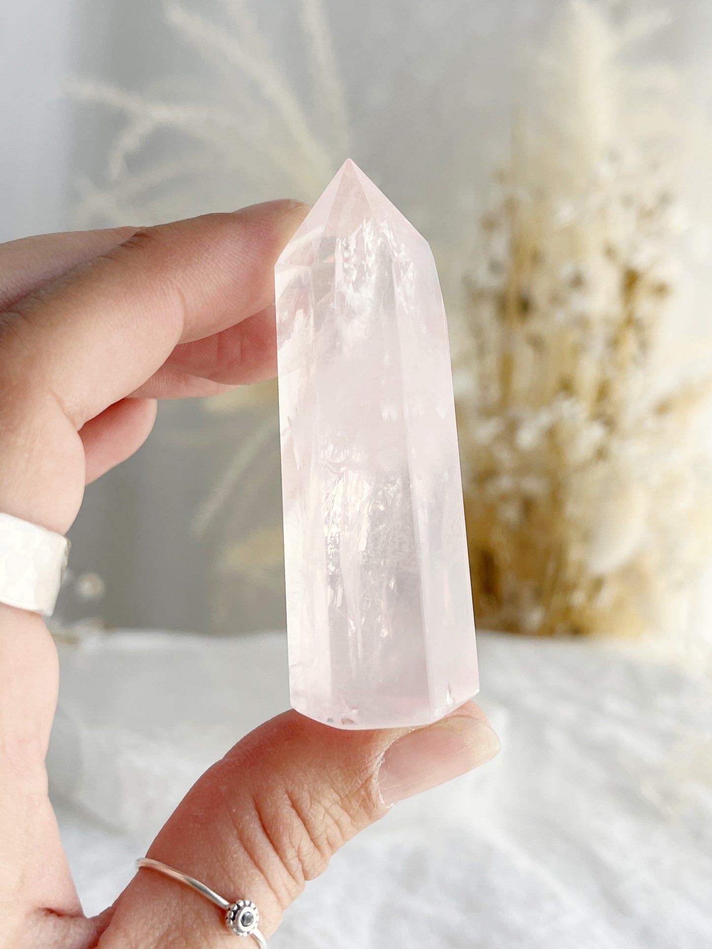 gemmy Rose Quartz generator tower, Stoned and Saged crystal shop Australia