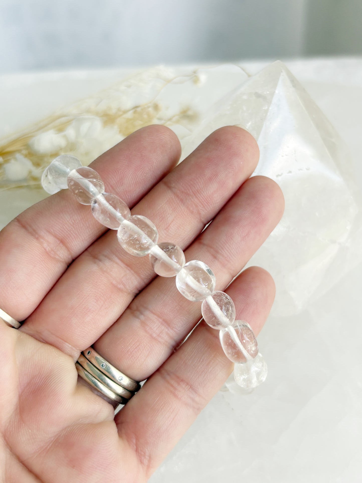 CLEAR QUARTZ PEBBLE BEAD BRACELET || INTUITIVELY CHOSEN