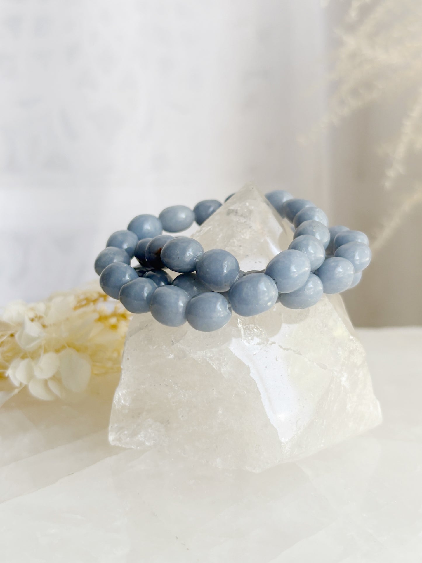 ANGELITE PEBBLE BEAD BRACELET || INTUITIVELY CHOSEN