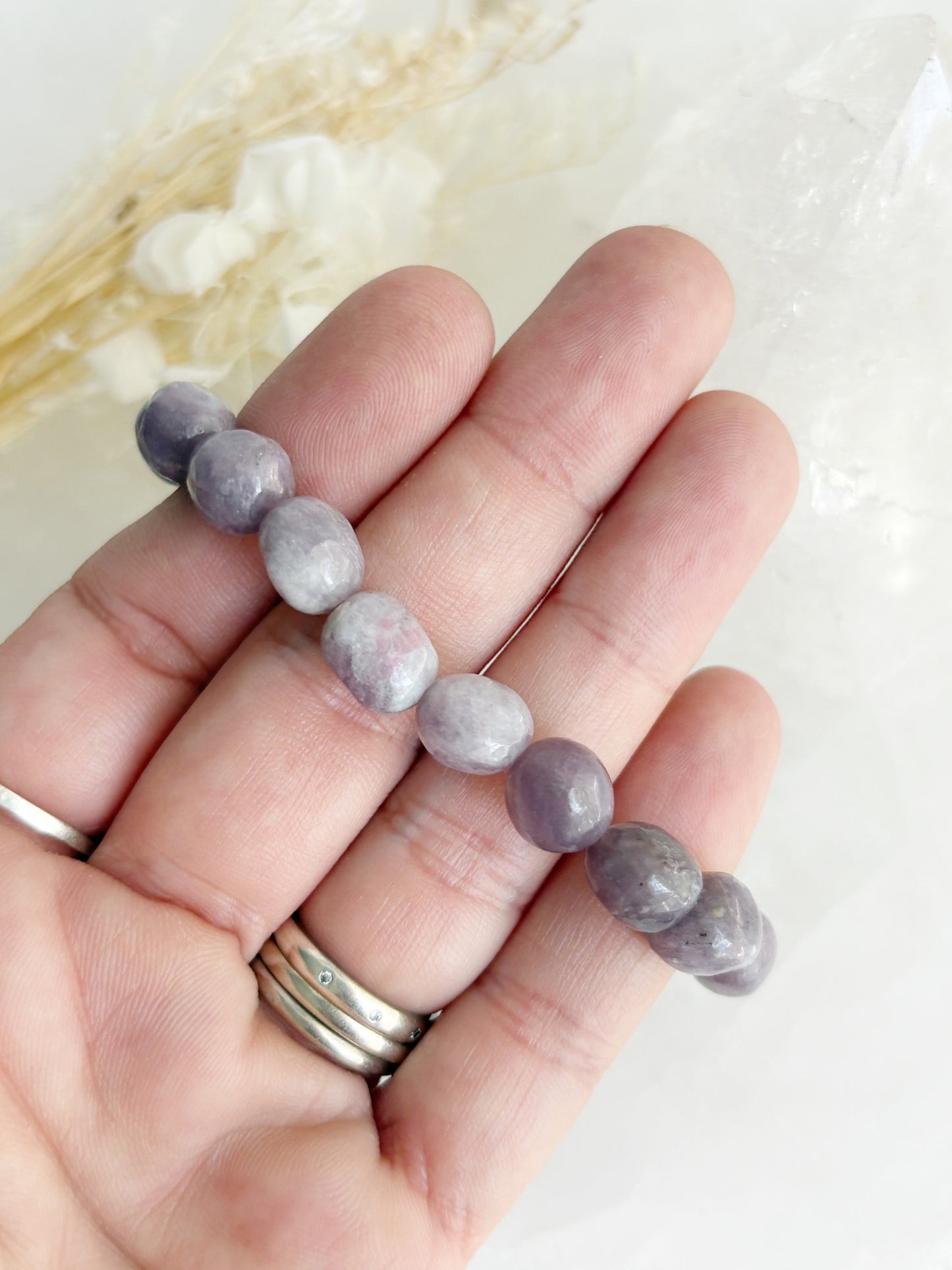 PINK TOURMALINE & LEPIDOLITE BEAD BRACELET || INTUITIVELY CHOSEN