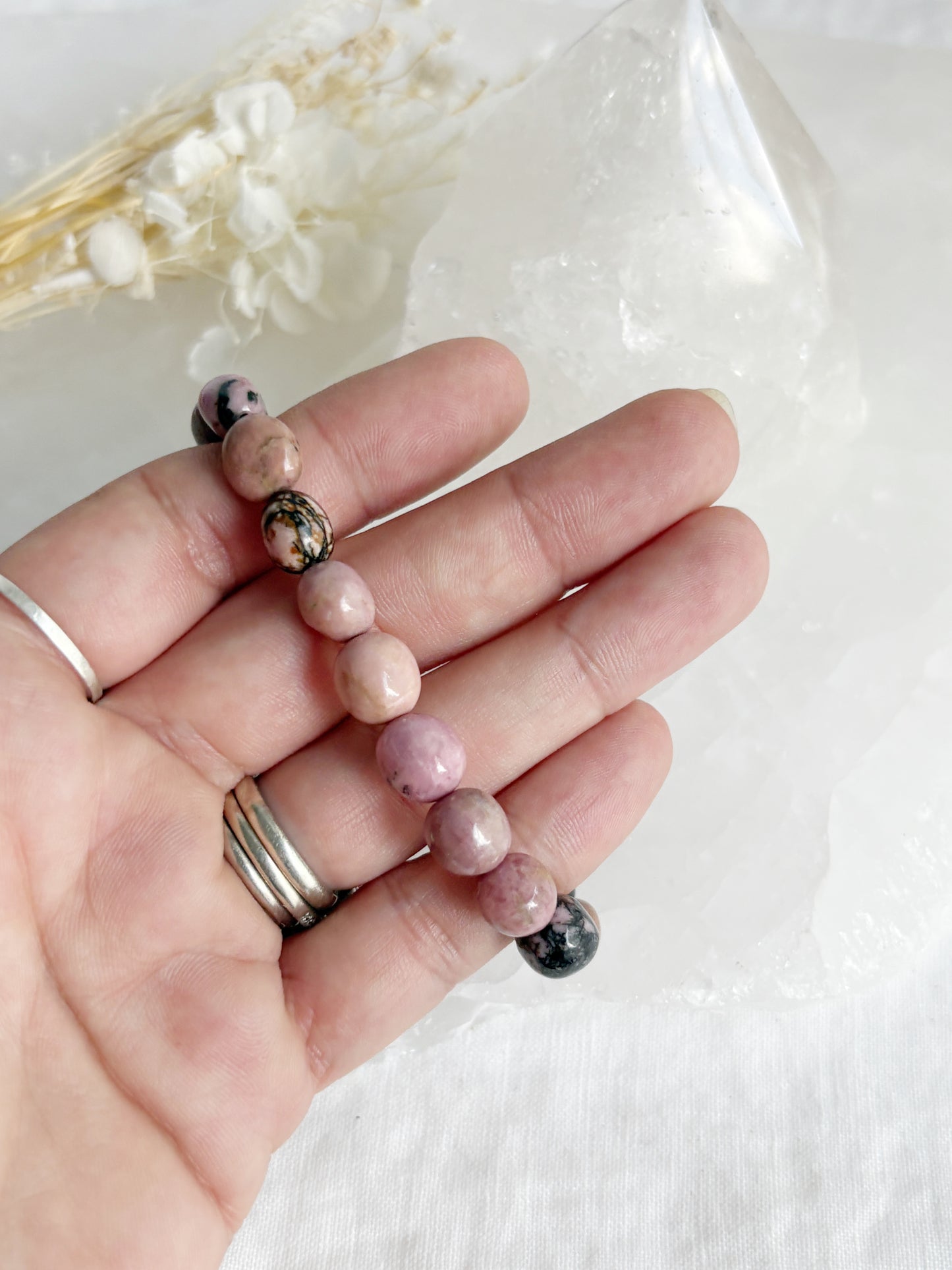 RHODONITE PEBBLE BEAD BRACELET || INTUITIVELY CHOSEN