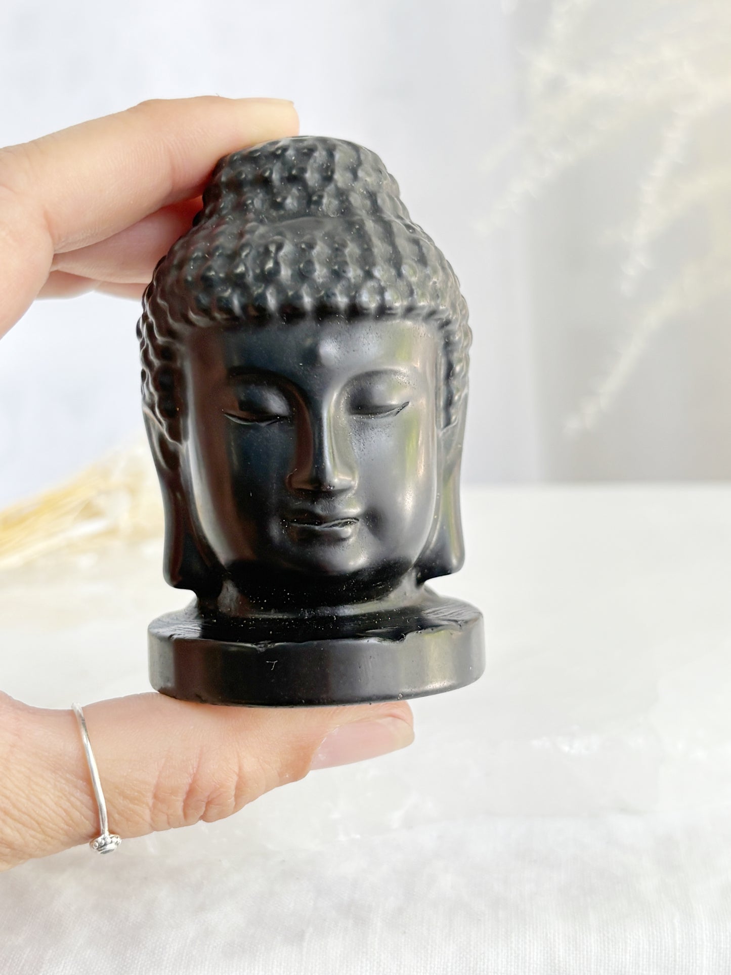 BLACK OBSIDIAN BUDDHA HEAD CARVING