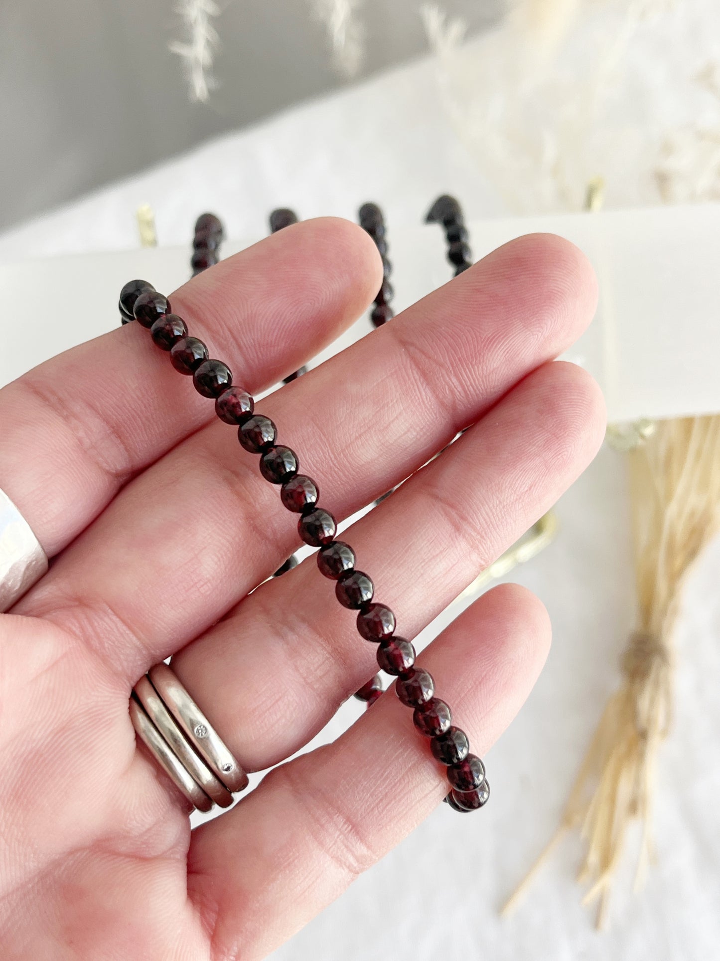 GARNET BEAD BRACELET || 4MM