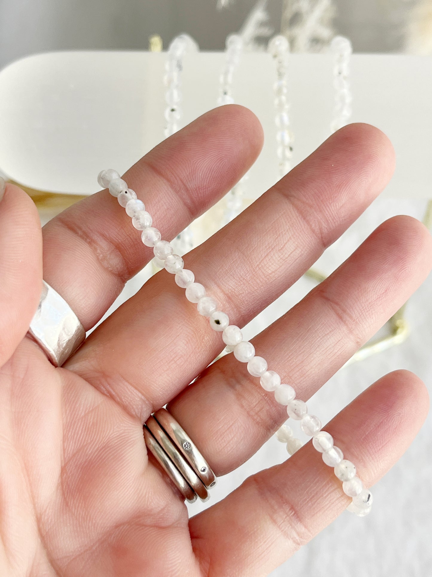 MOONSTONE BEAD BRACELET || 4MM