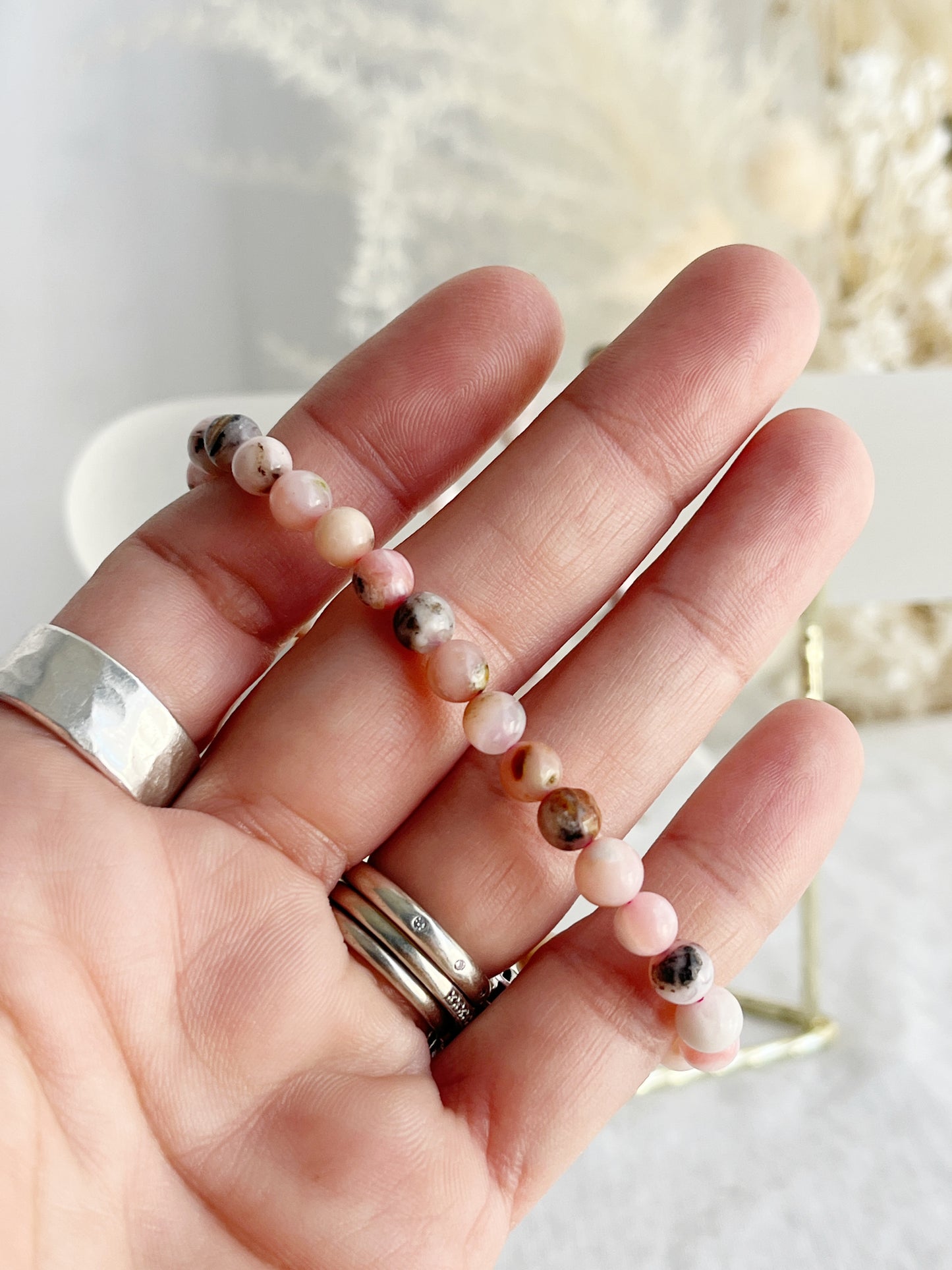 PINK OPAL BEAD BRACELET || 6MM
