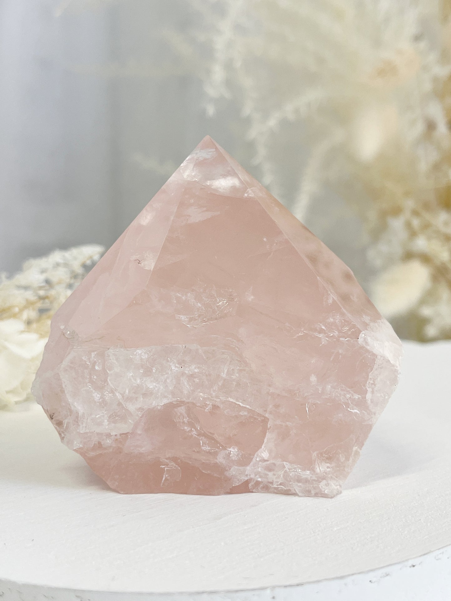 ROSE QUARTZ SEMI POLISHED POINT || 32097