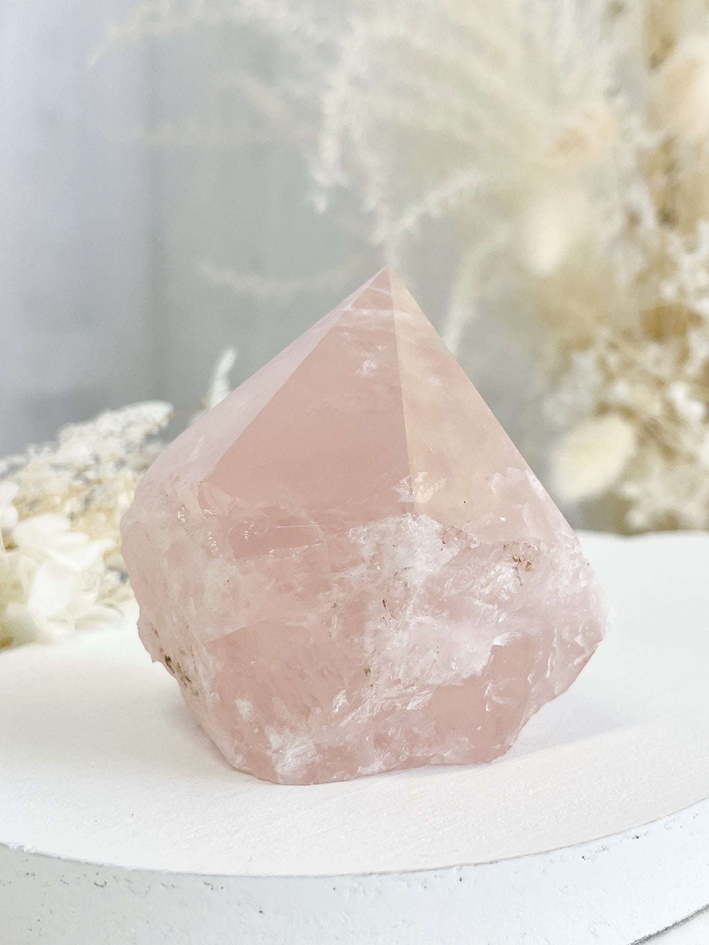 ROSE QUARTZ SEMI POLISHED POINT || 32097
